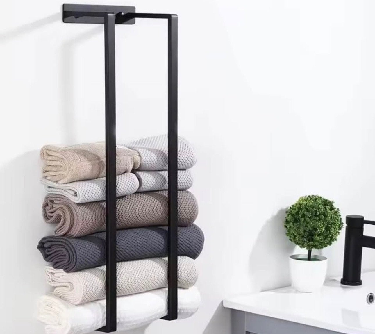 Zwart handdoekenrek voor badkamer of toilet 2 stuks, Ophalen, Handdoekenrek, Nieuw, Overige merken