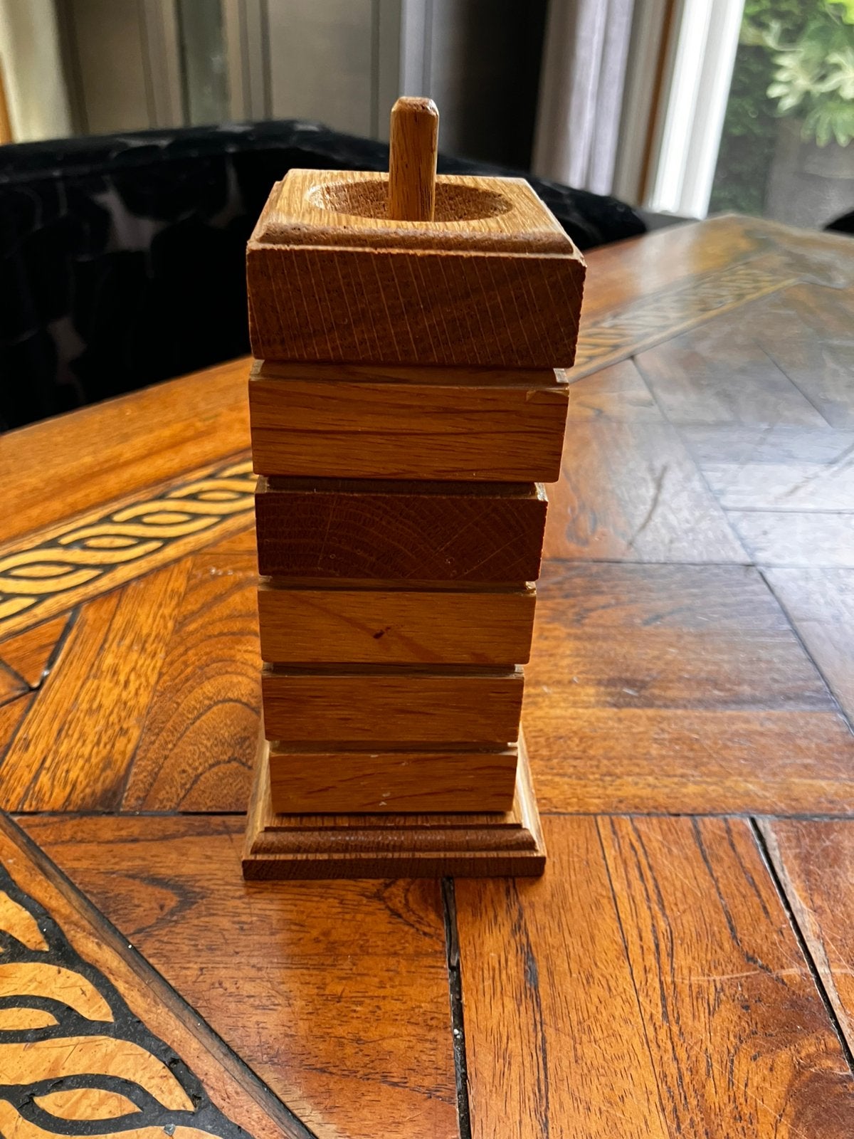 Vintage eikenhouten eierdopjes toren Oisterwijk  jaren 60-70, Ophalen of Verzenden