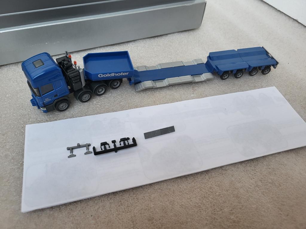 Herpa Scania Goldhofer dieplader 1:87, Ophalen of Verzenden, Zo goed als nieuw, Bus of Vrachtwagen, Herpa