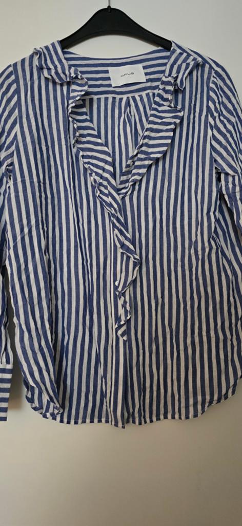 Mooie gestreepte blouse van Opus, maat 40, Maat 38/40 (M), Blauw, Ophalen of Verzenden, Zo goed als nieuw