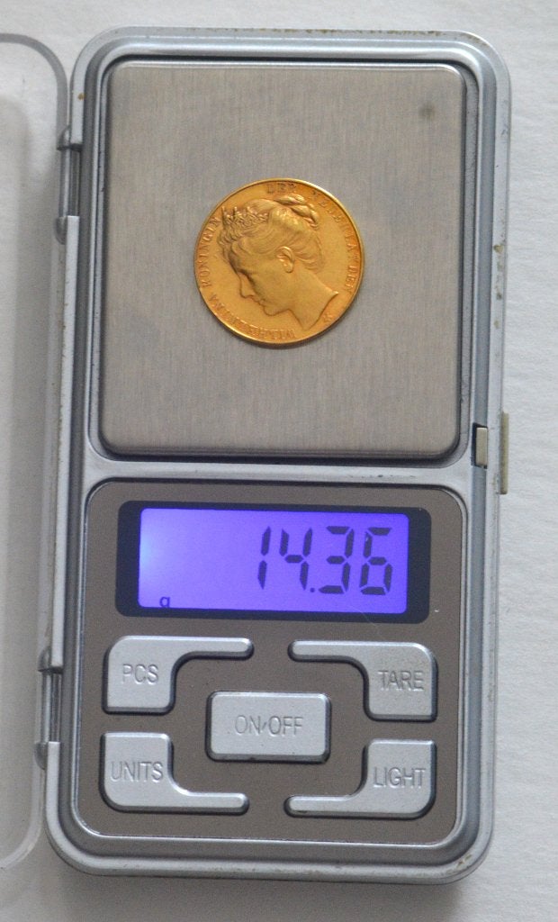 Gouden inhuldigings penning uit 1898, 14 gram puur goud, Ophalen of Verzenden, Overige materialen