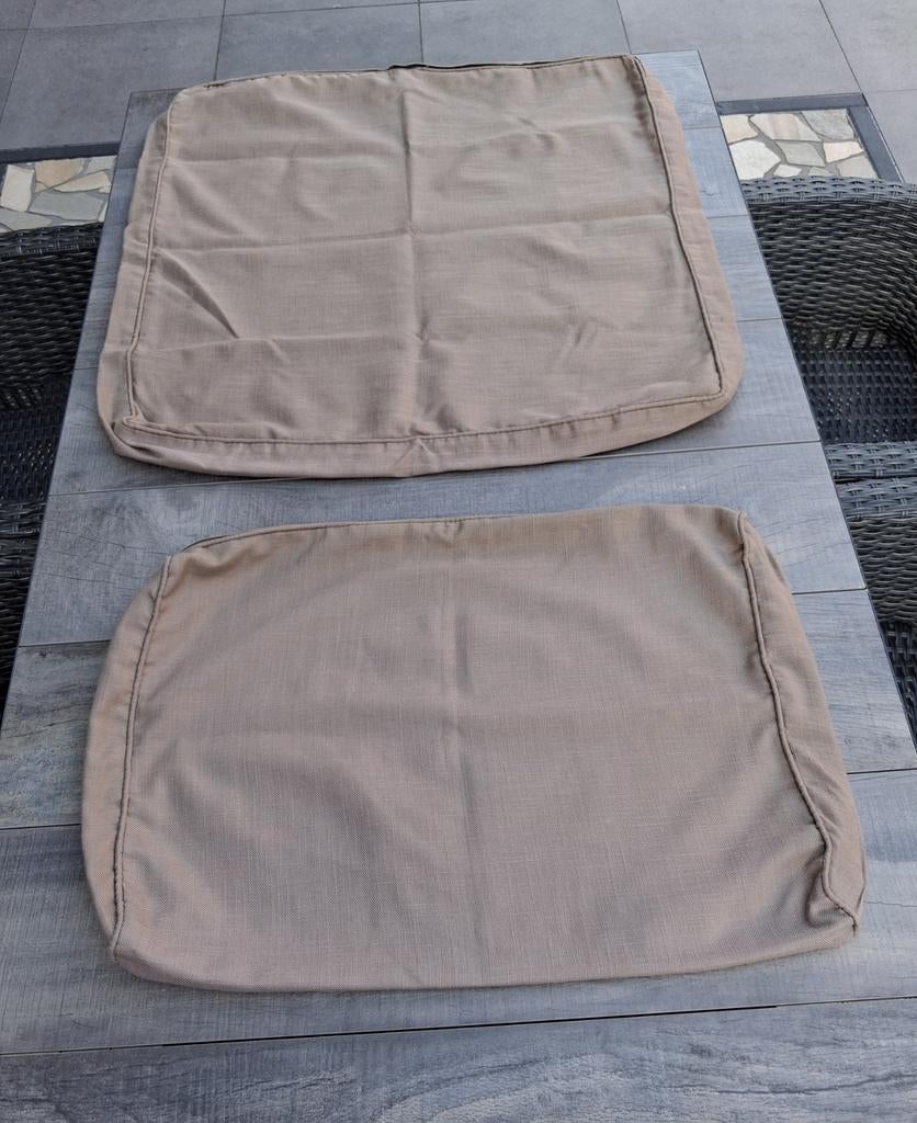 2 kussenhoezen ( zit-en rug ) voor loungebank , taupekleur., Ophalen of Verzenden, Zo goed als nieuw, Loungeset