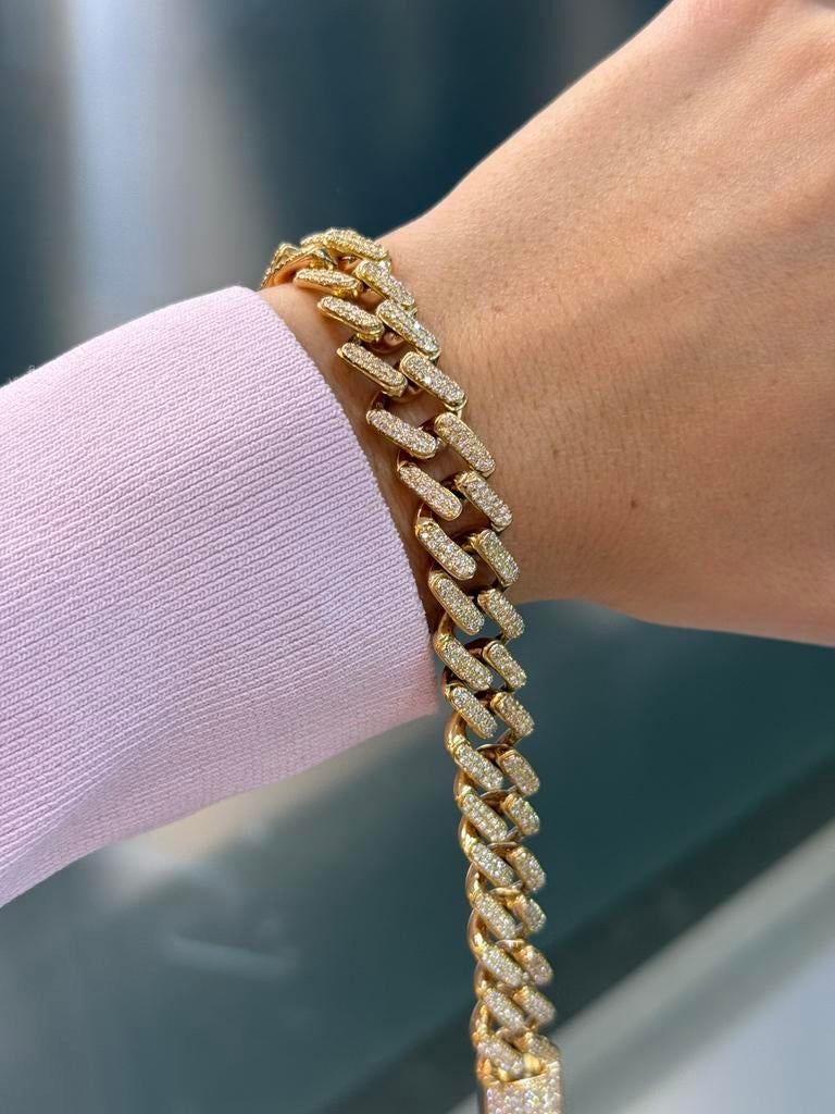 18KT Goud - 73.6 Gram - Diamanten Armband - CUBAN, Sieraden, Tassen en Uiterlijk, Ophalen, Nieuw, Goud, Goud