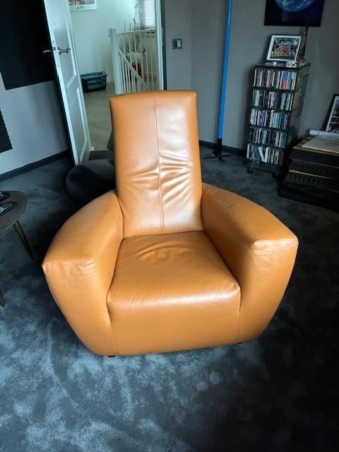 Perfect lichtbruin leren Longa fauteuil, Huis en Inrichting, Fauteuils, Ophalen, Zo goed als nieuw, 50 tot 75 cm, Leer