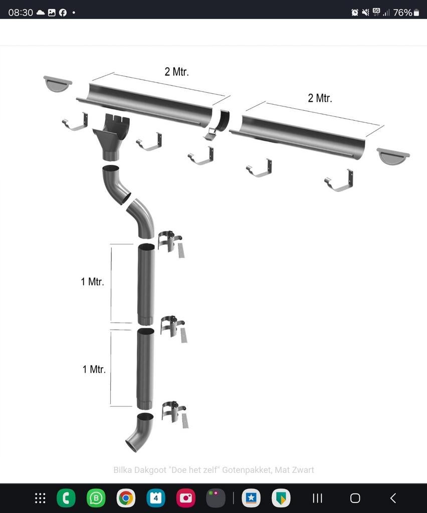 Dakgoten set voor schuur of huis superaanbieding regengoot, Kunststof, Info@teccedakenwand.nl, Nieuw, 7482GW