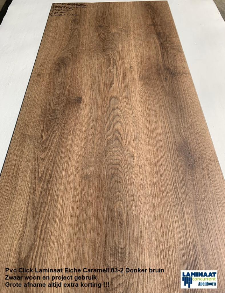 Rigid pvc click laminaat Donker Bruin Eiche Caramell Art, Pvc click bruin eiken, 75 m² of meer, Nieuw, Ophalen of Verzenden