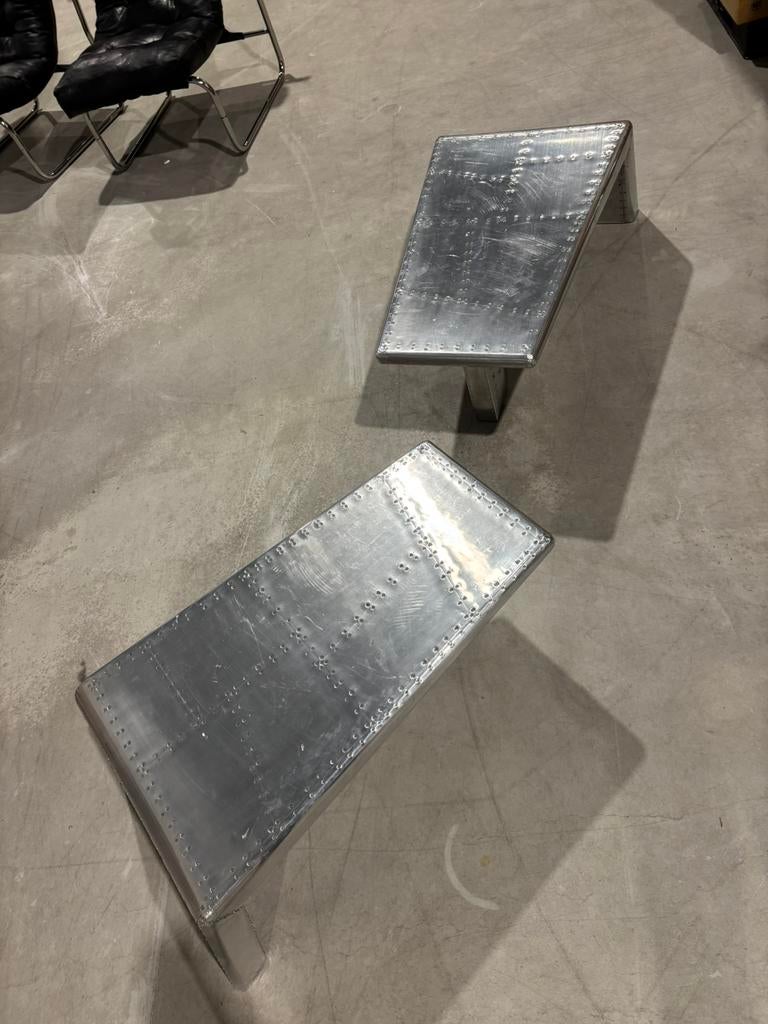 Tafel/bank metaal, Metaal of Aluminium, ?, Zo goed als nieuw, 75 cm of meer