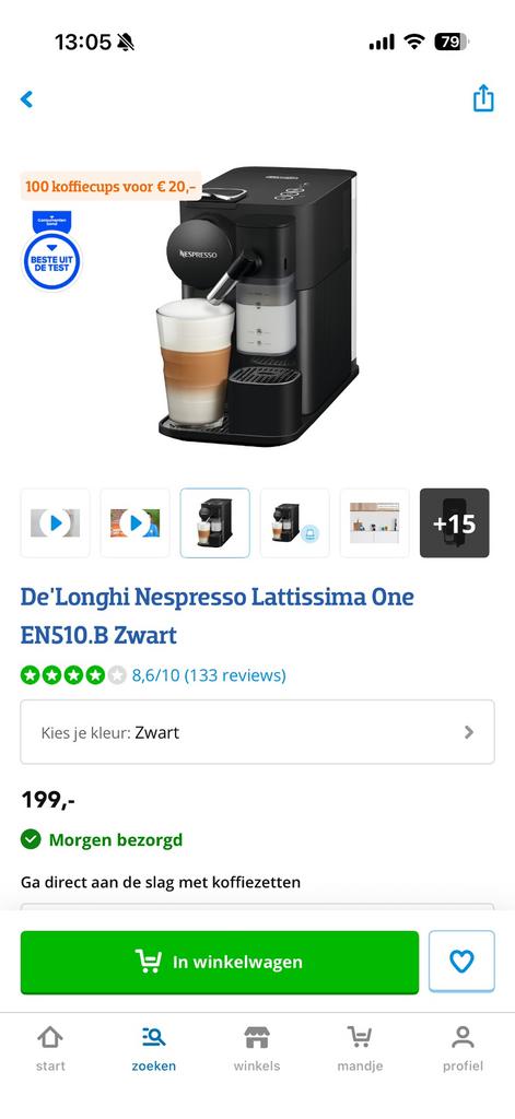 De'Longhi Nespresso Lattissima One Zwart met cups- Topstaat!, Witgoed en Apparatuur, Koffiezetapparaten, Espresso apparaat, Ophalen of Verzenden