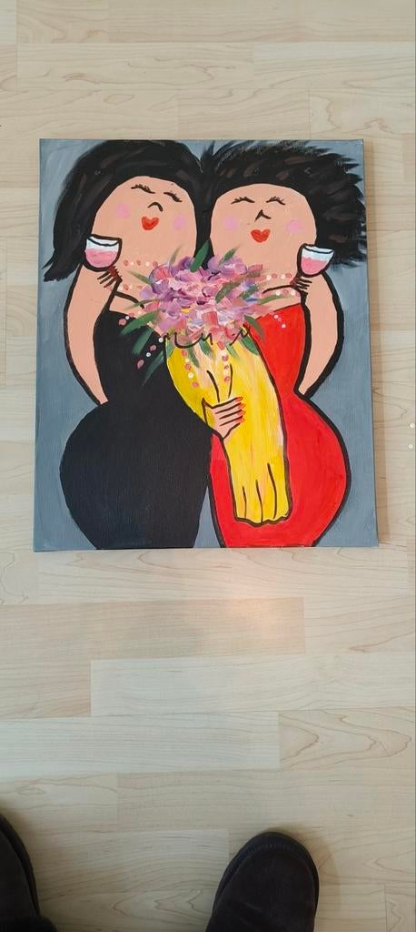 2 Vrolijke Dikke Dames op doek, Ophalen of Verzenden