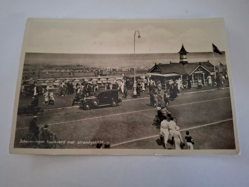 Ansichtkaart Scheveningen 1935 Boulevard met Oldtimer, Verzamelen, Ansichtkaarten | Nederland, Ophalen of Verzenden