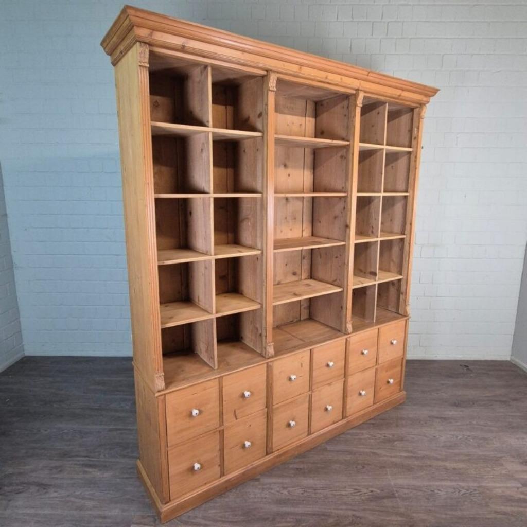 26235 Apothekerskast Winkelkast 2,10 m Grenen, Ophalen, Met plank(en), 200 cm of meer, Nieuw