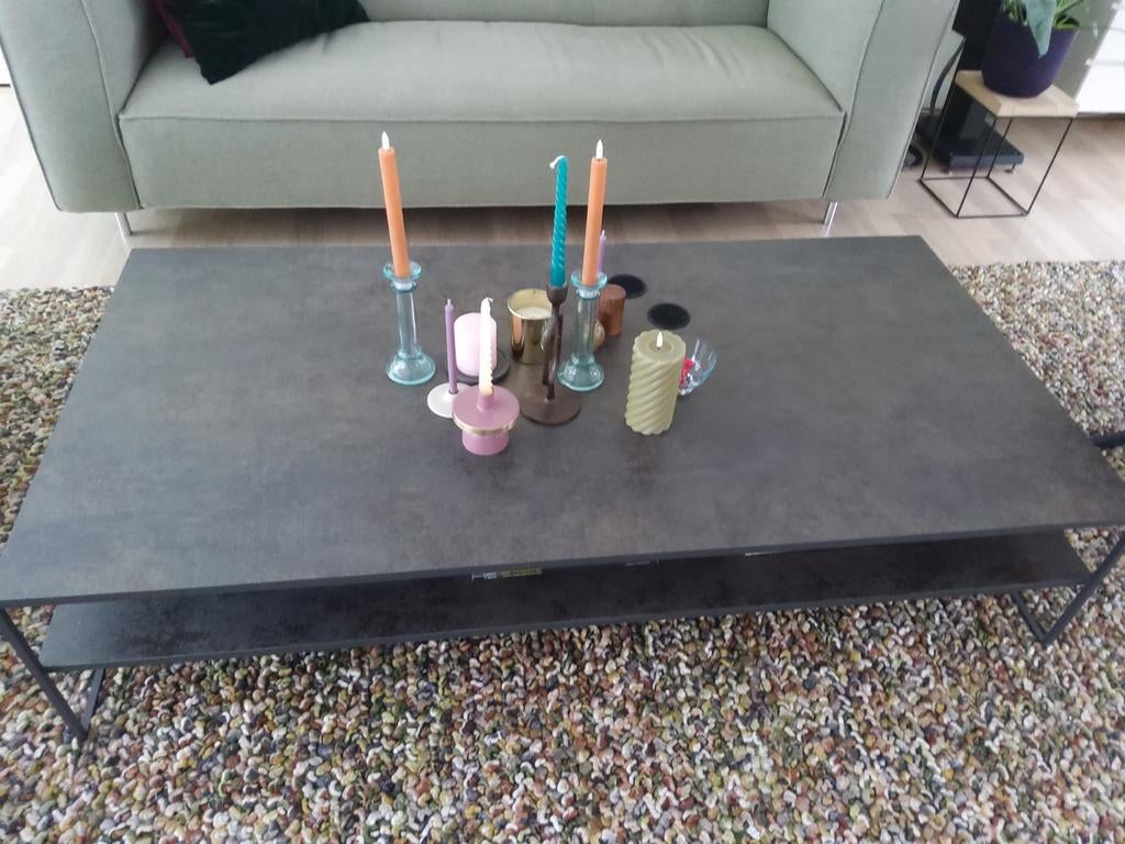 Stijlvolle Metaform salontafel met onderblad, Huis en Inrichting, Tafels | Salontafels, Overige materialen, Ophalen of Verzenden