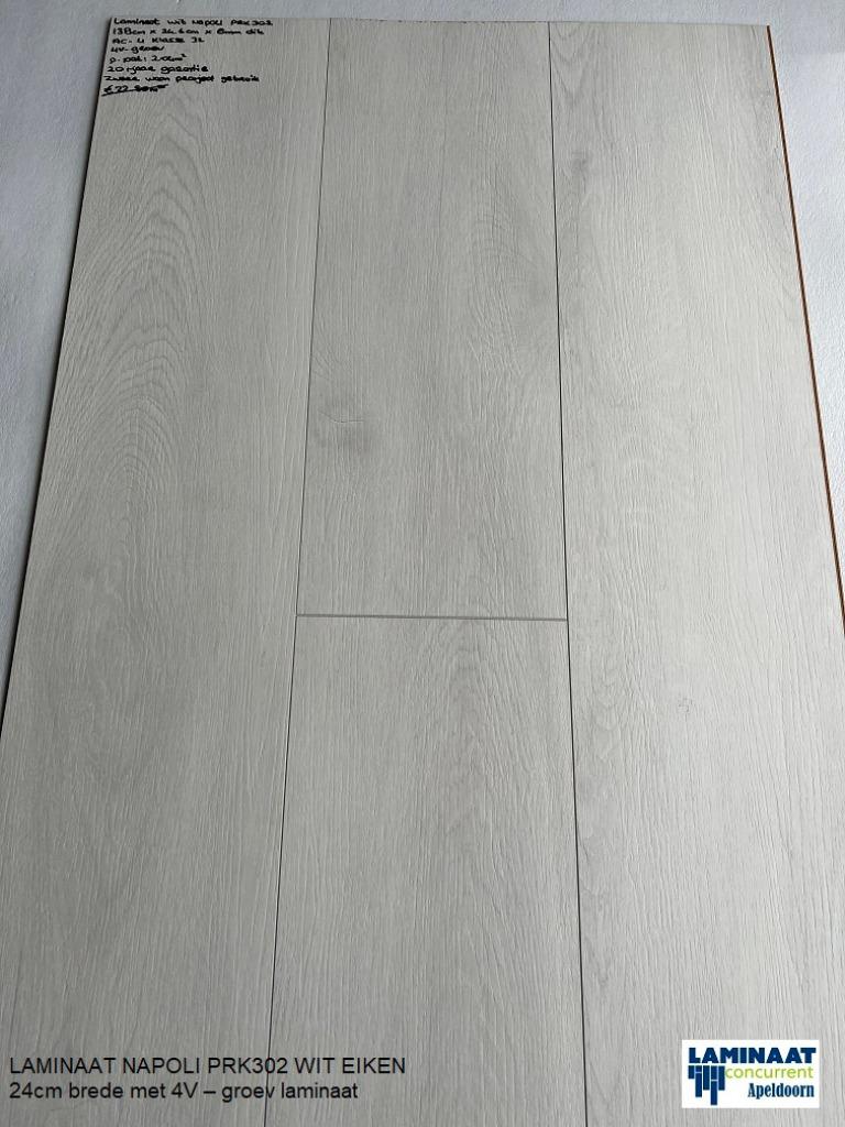 Laminaat Wit Napoli PRK302 24cm brede 8mm dik 4V €14,95m2, 75 m² of meer, Wit, Nieuw, Ophalen of Verzenden