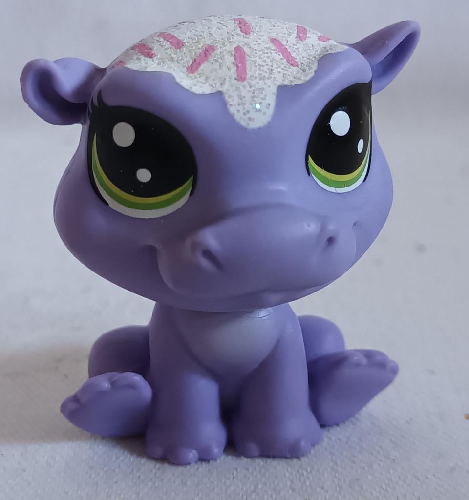 Littlest Pet Shop LPS 3-158 Paars Nijlpaard met glitters, Ophalen of Verzenden