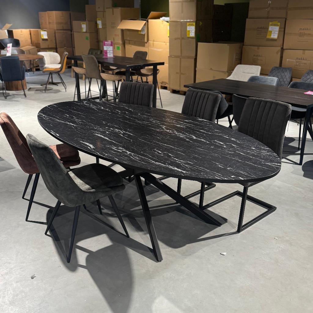 tafel HPL met marmer inclusief stalen frame ovaal, Ophalen, 50 tot 100 cm, Rechthoekig, Nieuw