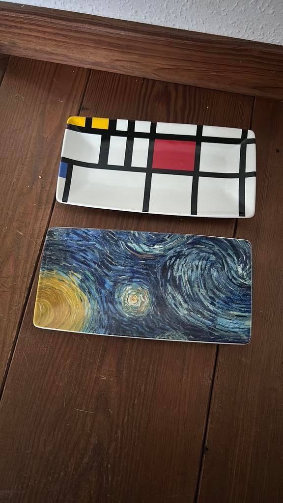 Schaaltjes Vincent van Gogh & Piet Mondrian, Ophalen of Verzenden, Overige stijlen, Porselein, Schaal of Schalen