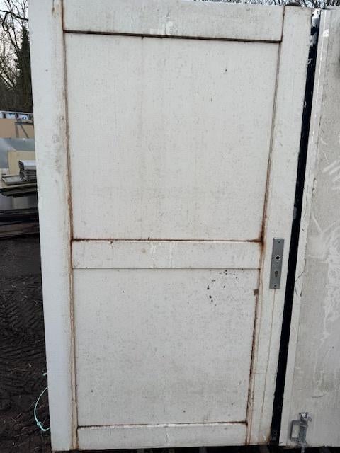 Gebruikte hardhouten garagedeuren dubbele buitendeur, Doe-het-zelf en Verbouw, Deuren en Horren, Ophalen, Gebruikt, 120 cm of meer