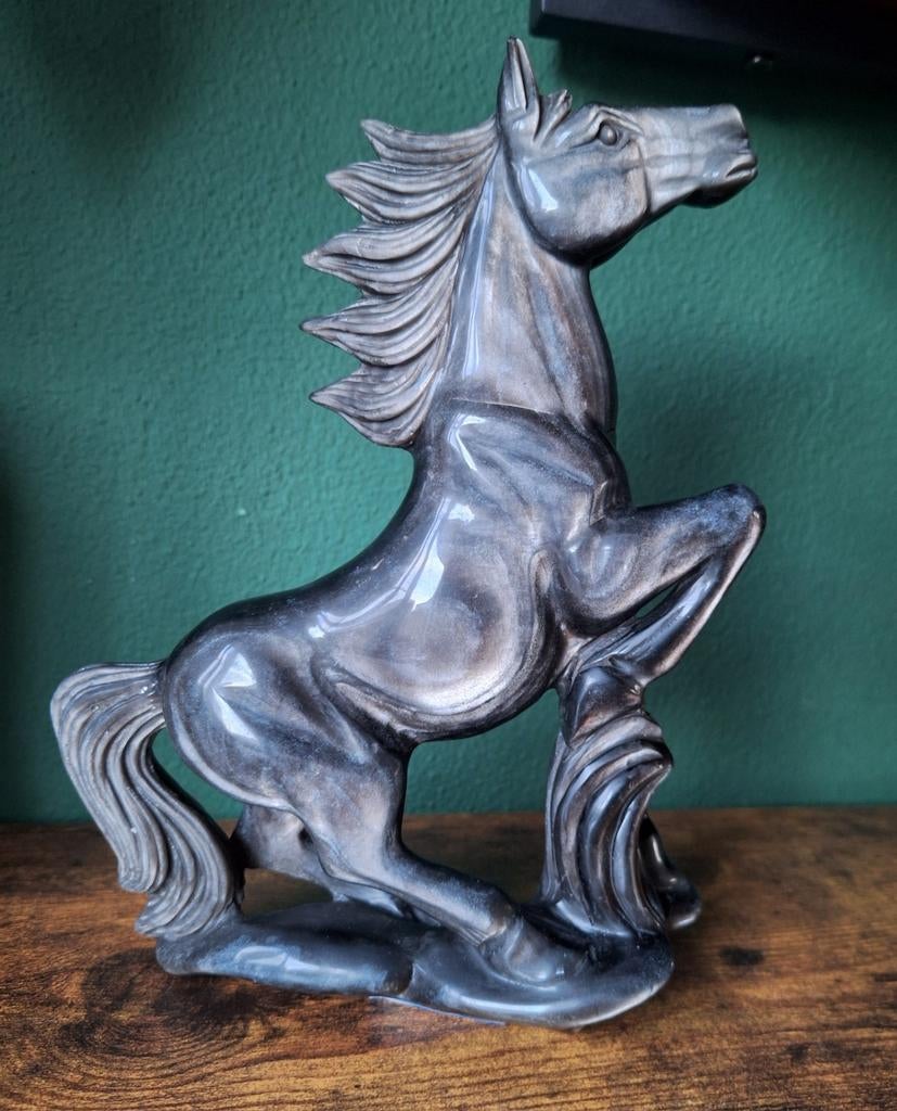 UNIEK // groot paard zilver obsidiaan 1.2 kg, Verzenden
