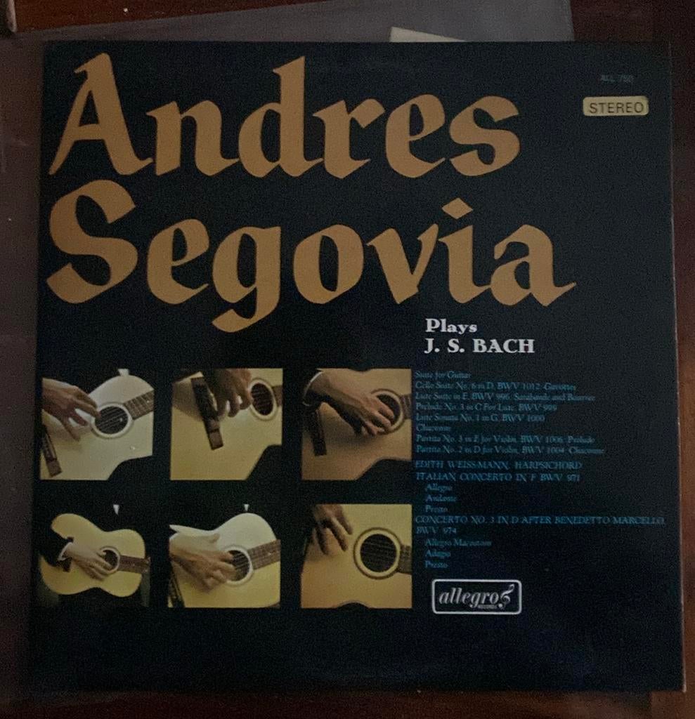 Andres Segovia lp plays bach, Overige typen, Ophalen of Verzenden, Zo goed als nieuw, 12 inch