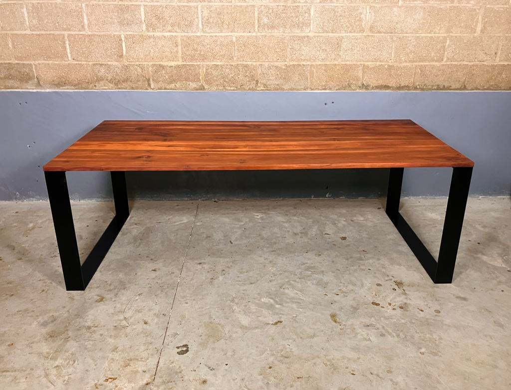 SuperSale: Eettafel Tuintafel Acacia design industrieel, Ophalen, Modern design vintage industrieel staal hout, 200 cm of meer