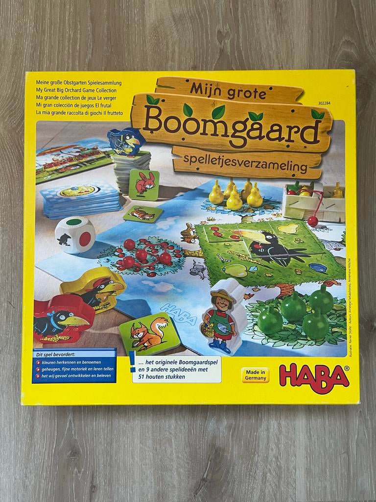 Haba Spelbox Mijn Grote Boomgaard- Spelletjesverzameling, Hobby en Vrije tijd, Gezelschapsspellen | Bordspellen, Vijf spelers of meer