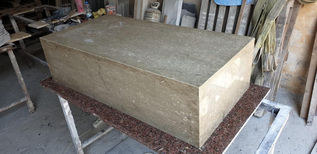 Marmer bloksalontafel., Ophalen, 100 tot 150 cm, Overige materialen, Nieuw