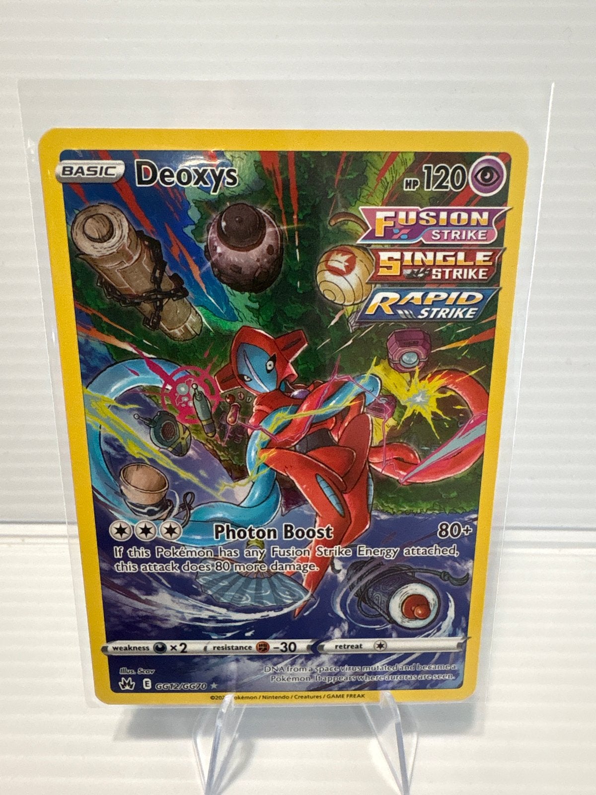 Deoxys GG12/GG70 Crown Zenith Pokémon kaart NM, Ophalen of Verzenden, Zo goed als nieuw, Losse kaart, Foil
