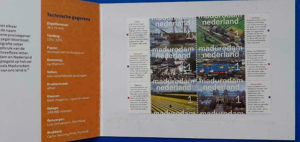 Postzegelmapje 458 A & B - Madurodam 60 jaar 2012, Postzegels en Munten, Verzenden, Na 1940, Postfris