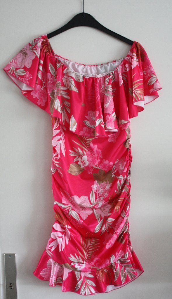 roze jurk met bloemen print  maat m, Maat 38/40 (M), Ophalen of Verzenden, Roze, Gedragen