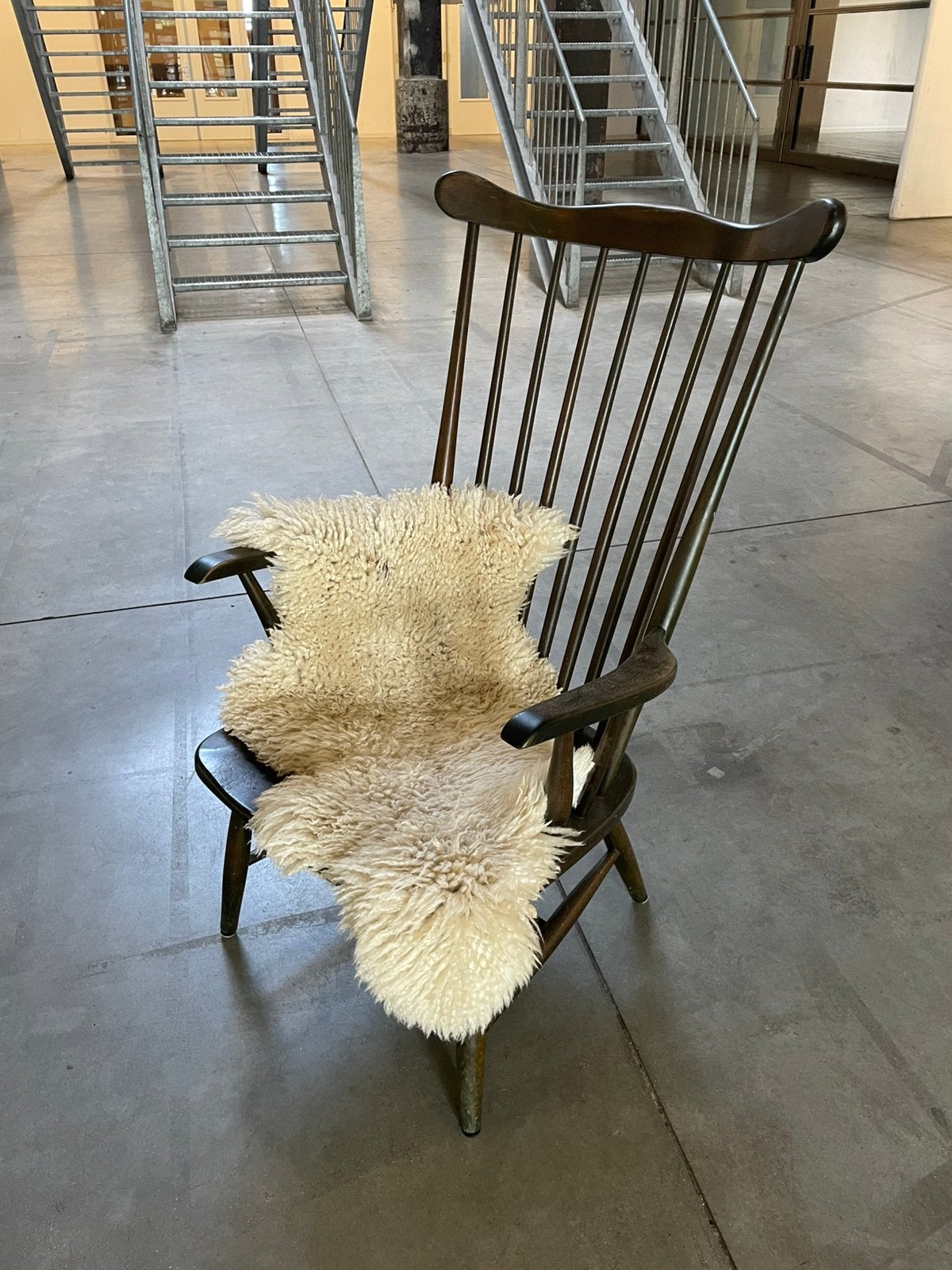 Vintage fauteuil jaren 70 groen hout, Huis en Inrichting, Fauteuils, Ophalen, ., 75 tot 100 cm, Zo goed als nieuw