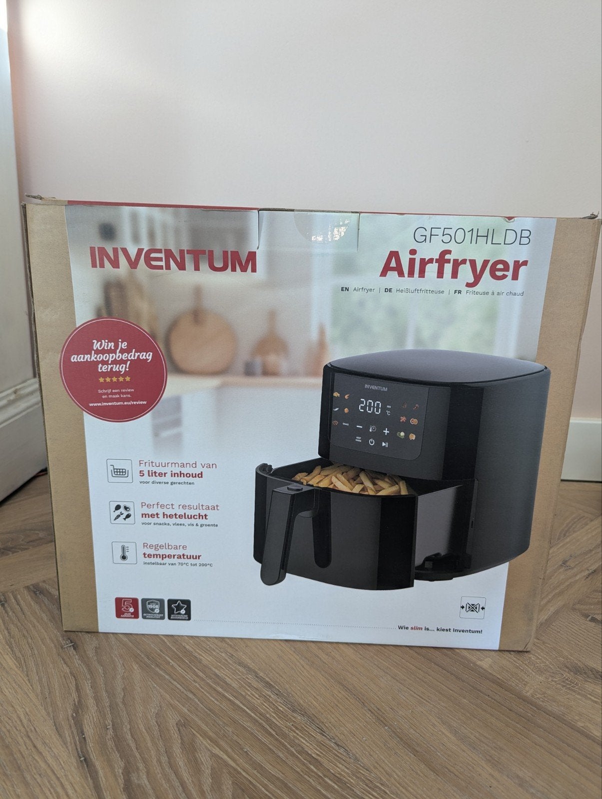 Inventum Airfryer GF501HLDB 5 liter - Nieuw in verpakking, Ophalen of Verzenden
