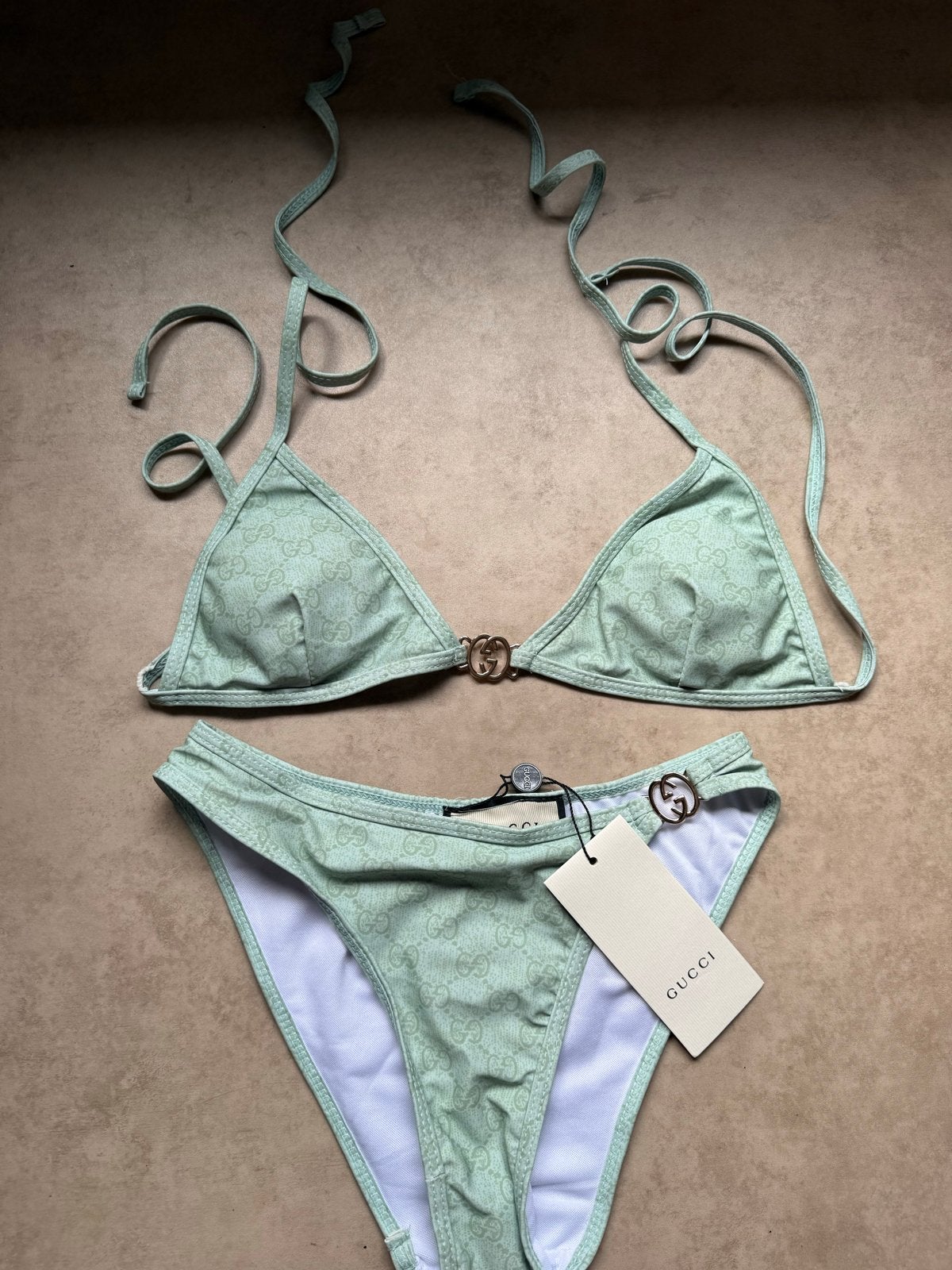 Gucci GG Bikini Set XS/S Nieuw, Kleding | Dames, Ophalen of Verzenden, Nieuw, Groen, Bikini
