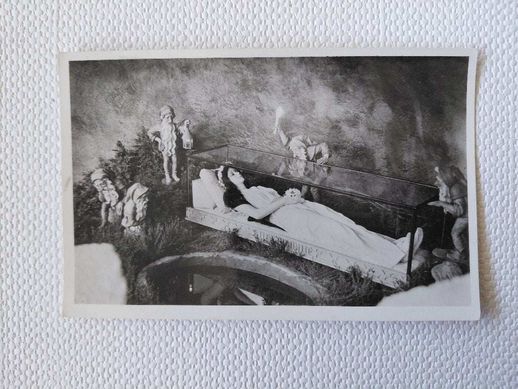 Efteling, glans fotokaart, sneeuwwitje, gelopen, jaren '50., Verzenden, 1940 tot 1960, Gelopen