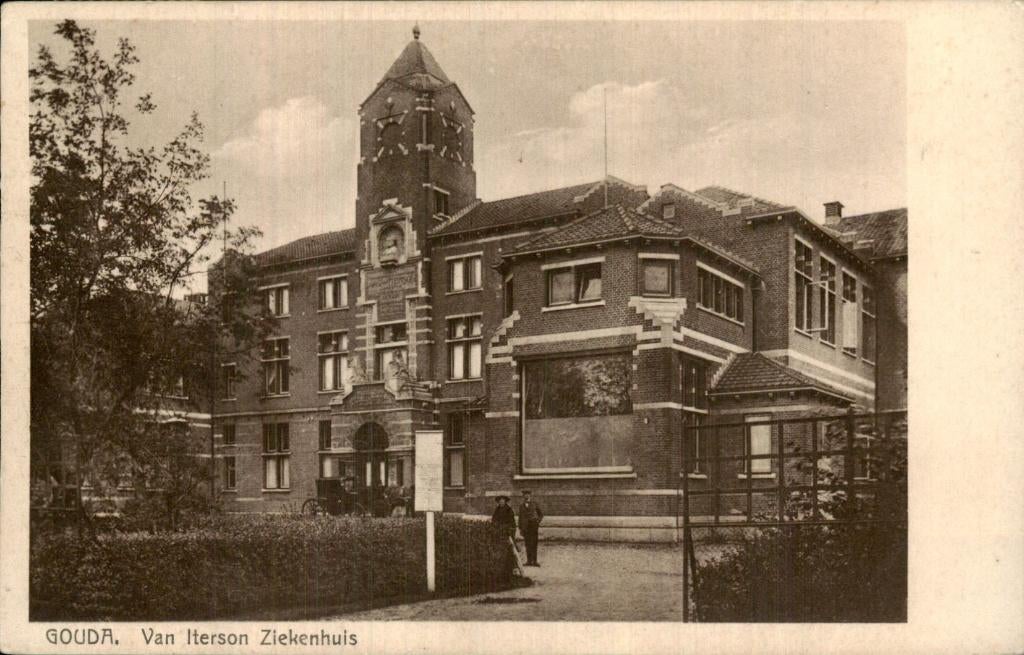 Gouda - Van Iterson Ziekenhuis - Voorgevel, Ophalen of Verzenden, 1920 tot 1940, Gelopen, Zuid-Holland
