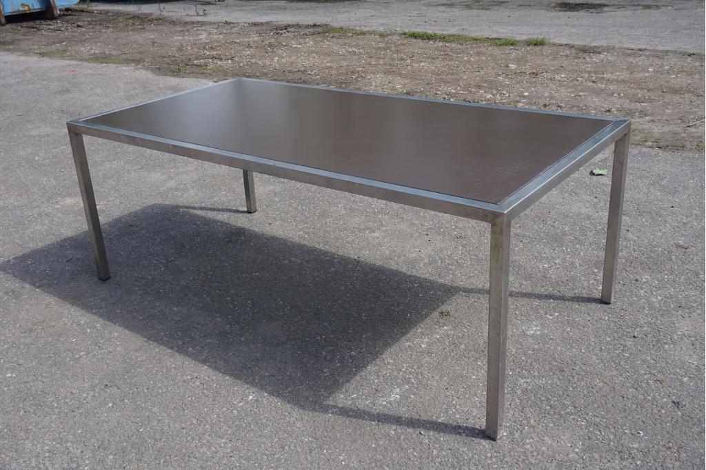RVS tafel met trespa blad kantinetafel eettafel keukentafel, Huis en Inrichting, Tafels | Eettafels, Gebruikt, 100 tot 150 cm