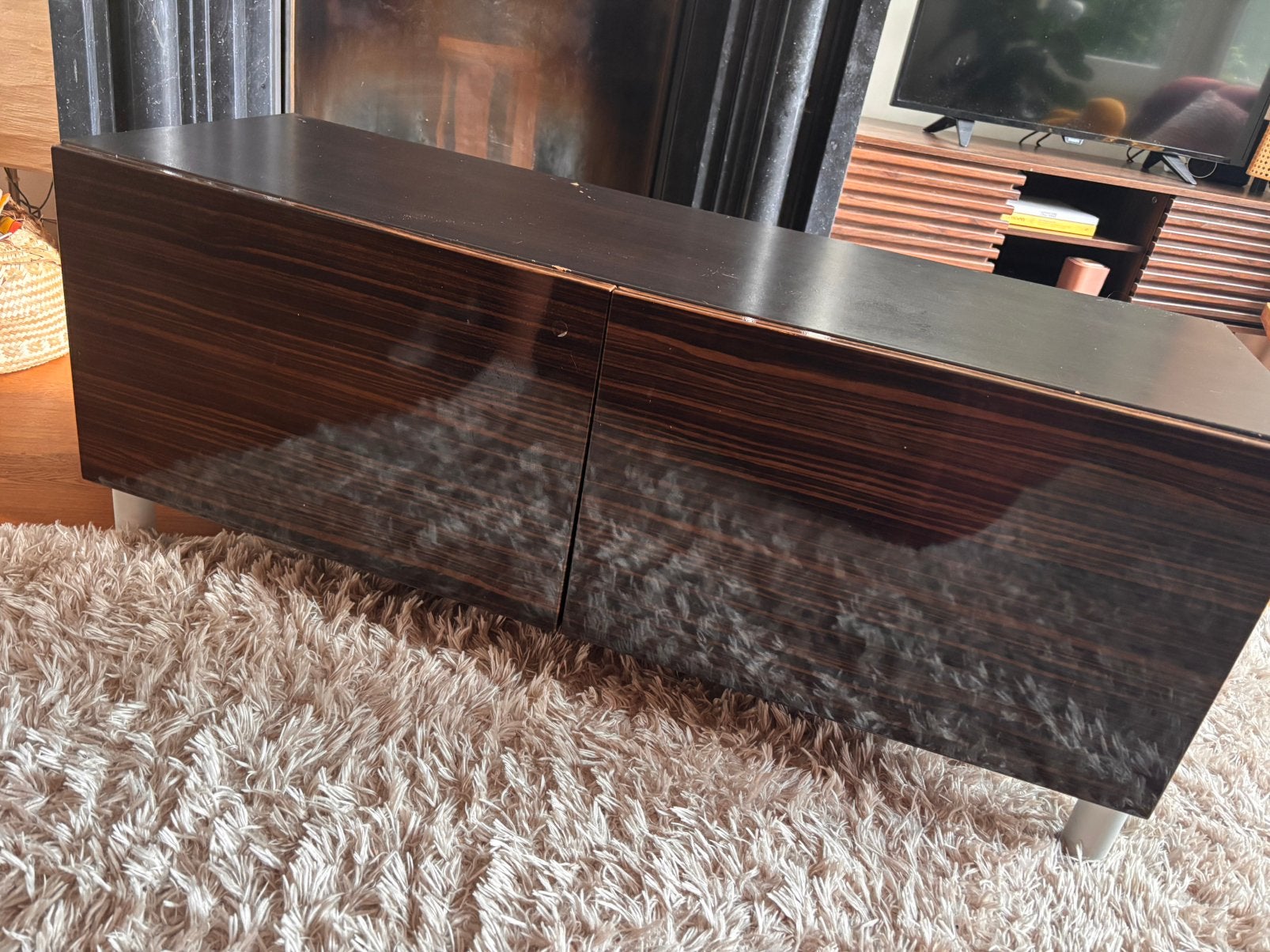 Ikea besta tv meubel zwartbruin, Ophalen, Gebruikt, 100 tot 150 cm, Minder dan 100 cm