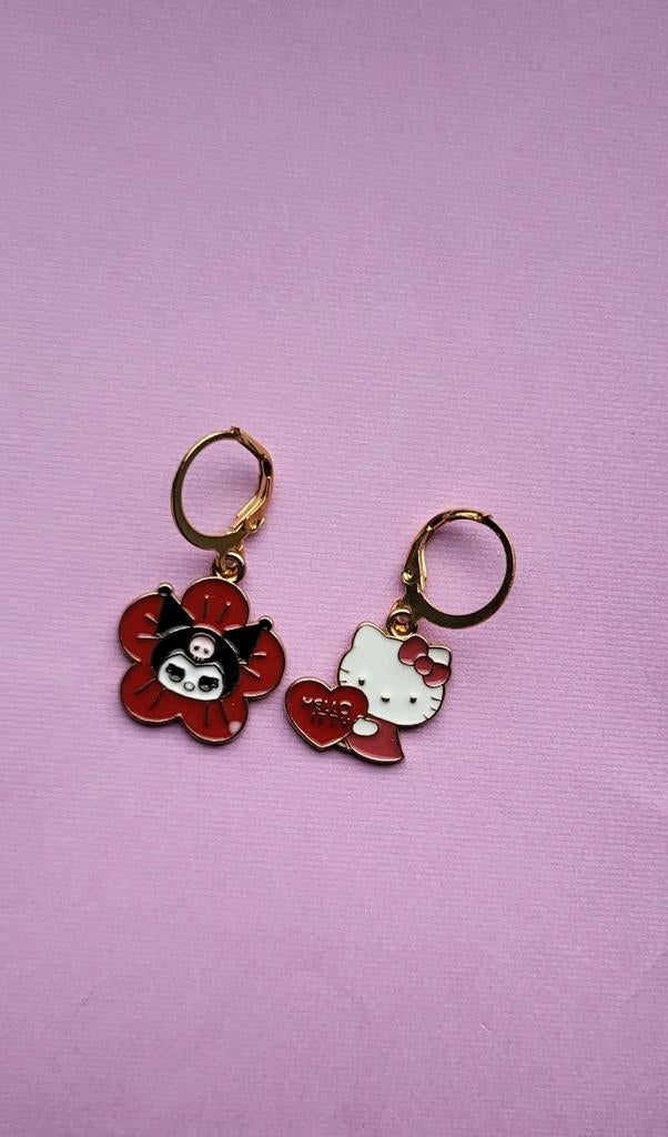 Hello Kitty en Kuromi oorbellen, Overige materialen, Hangers, Nieuw, Ophalen of Verzenden