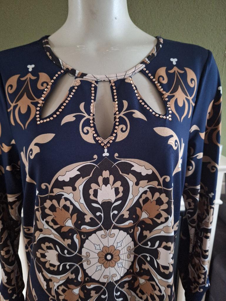 K-Design K Design jurk blauw bruin L, K-design, Maat 42/44 (L), Zo goed als nieuw, Knielengte