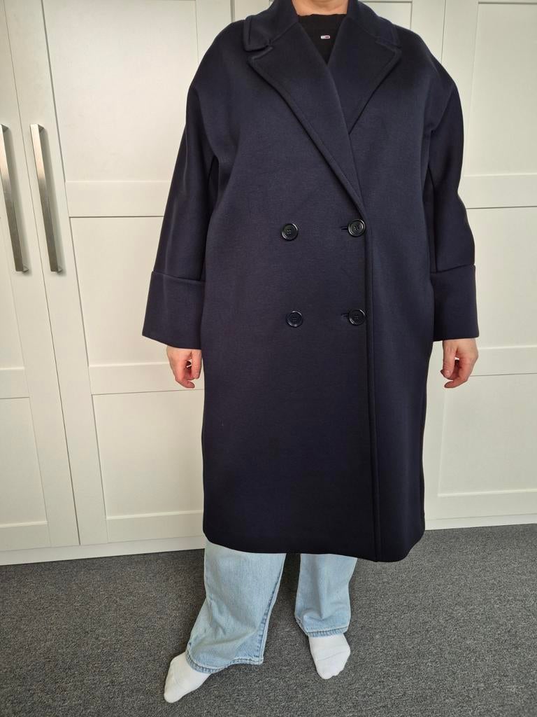 Stijlvolle Max Mara Mantel Maat L - Tijdloze Elegantie, Blauw, Ophalen of Verzenden, Zo goed als nieuw, Maat 42/44 (L)