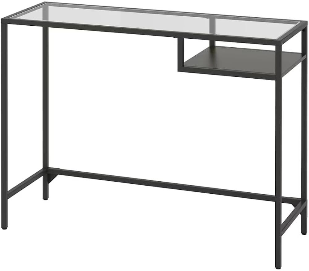 GRATIS IKEA Bureau/Make-up tafel met glasplaat en plankje, Ophalen, Gebruikt, 50 tot 100 cm, 100 tot 150 cm