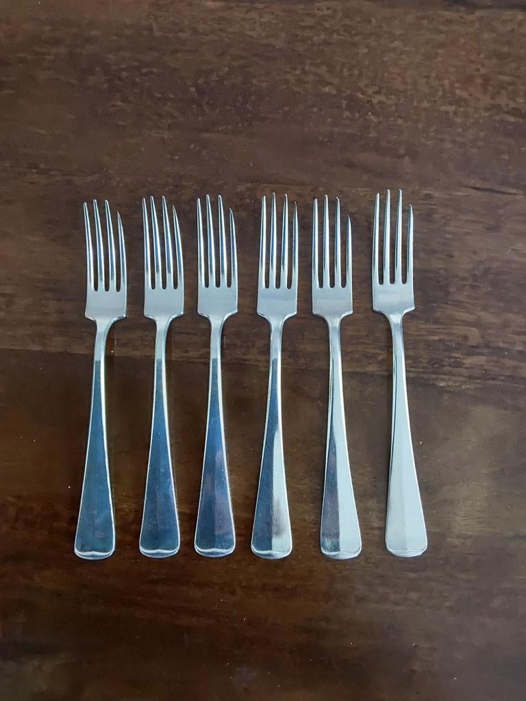 Haags Lofje Set van 6 verzilverde diner vorken van Gero 90, Antiek en Kunst, Antiek | Bestek, Ophalen of Verzenden