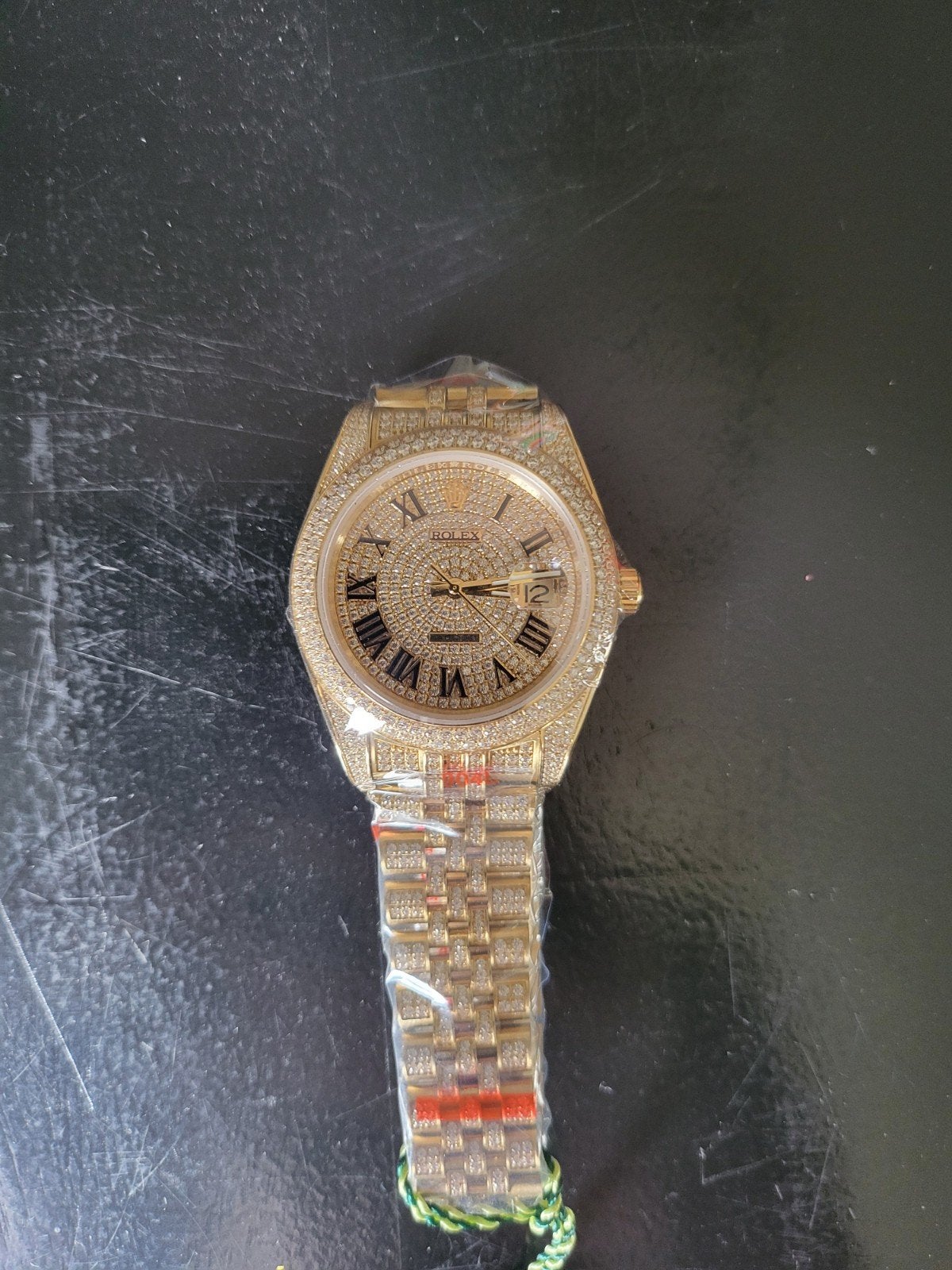 Luxe Gouden Rolex 40mm Full Diamond Iced Out, Sieraden, Tassen en Uiterlijk, Horloges | Heren, Ophalen of Verzenden, Goud, Rolex
