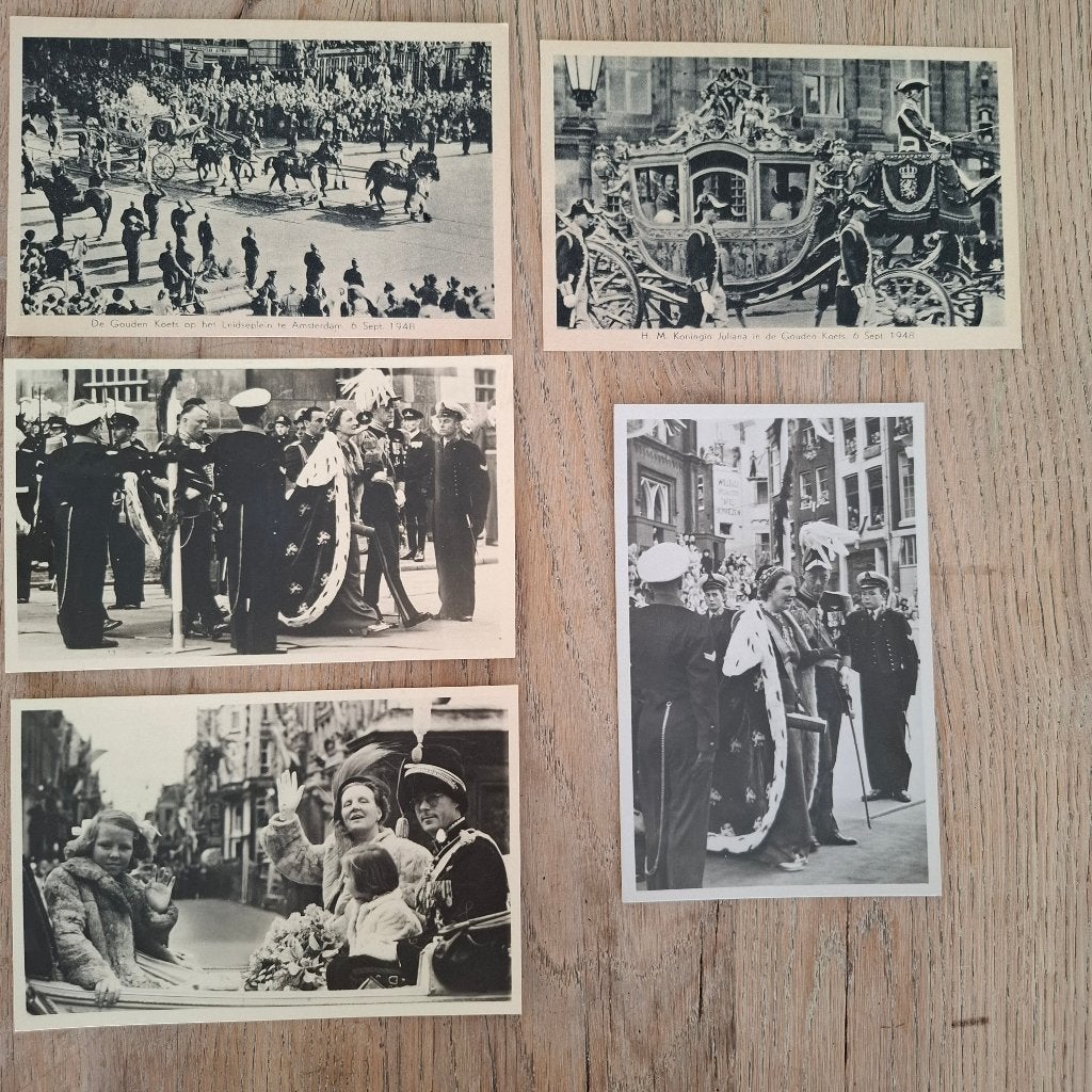 Div. H.m.koningin juliana in de gouden koets 6 sept.1948, Ophalen of Verzenden, 1940 tot 1960, Ongelopen, Overige thema's
