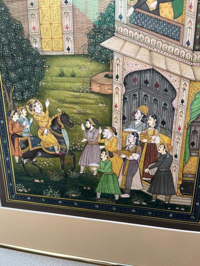 Indiase Indian Mughal scene painting schilderij oud set, 50 – 75, Tekening, Ophalen of Verzenden, Schipluidenlaan 20 5035KJ Tilburg