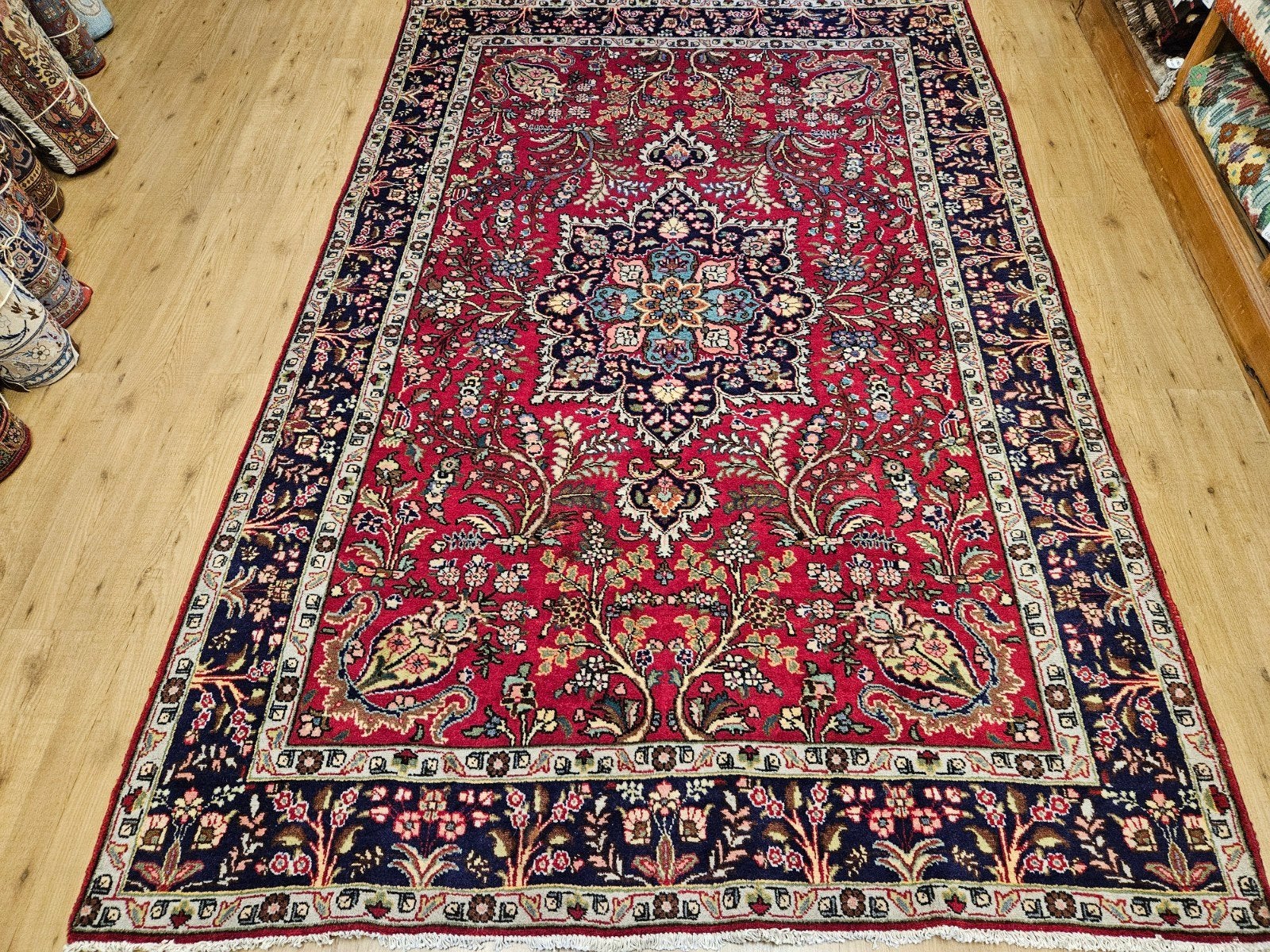 Vintage handgeknoopt perzisch tapijt tabriz 298x197, Info@SlatsAntiek.nl, Tweedehands, Perzisch, 150 tot 200 cm