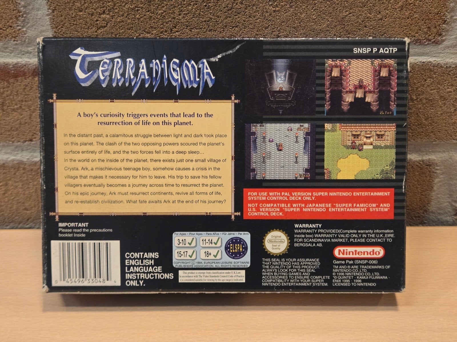 Terranigma - Super Nintendo - UKV, Spelcomputers en Games, Nintendo, Gebruikt, Support.nintendo.nl, 1 speler