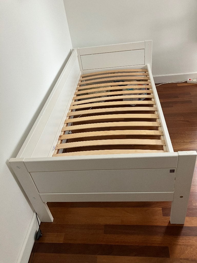 Lifetime eenpersoonsbed wit met witte hoogslaperset, Huis en Inrichting, Ophalen, Gebruikt, Eenpersoons, 160 tot 180 cm