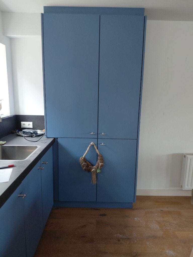 Keukenblok, Huis en Inrichting, Ophalen, Blauw, Enkelwandige keuken, Zo goed als nieuw