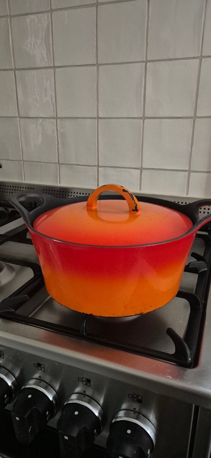 Hackman Gietijzeren Braadpan - Oranje (25 cm), Ophalen, Gebruikt, Met deksel, Overige merken