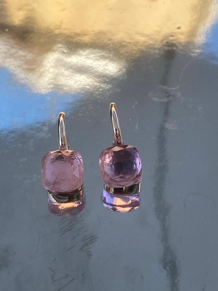 Pomellato stijl oorbellen met lichtroze steen, Overige materialen, Verzenden, Roze, Met edelsteen